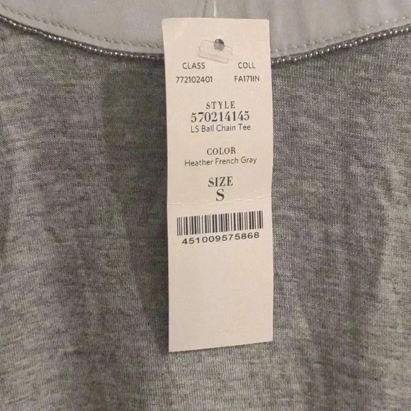 White House Black Market Heather gray women's small long sleeve extended hem top - Picture 4 of 6